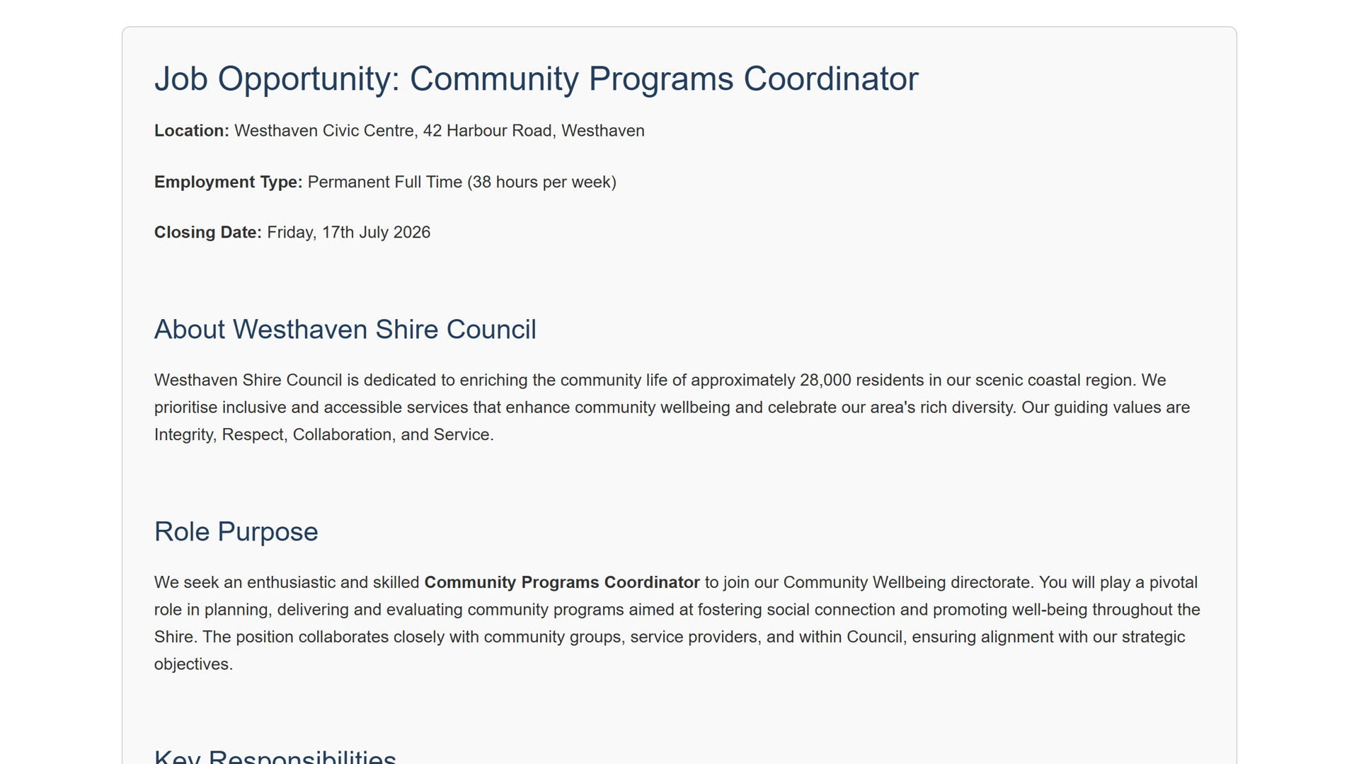 easyPDs Job Ad Generator: a channel-ready job ad generated from a position description