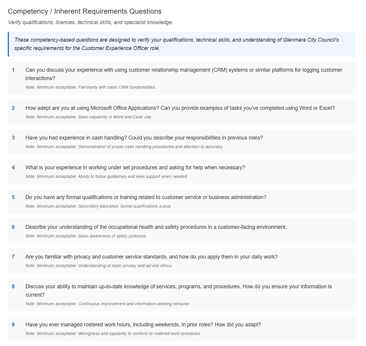 Inherent-requirement questions